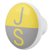 イエロー&グレーモダンイニシャルモノグラム セラミックノブ (右)