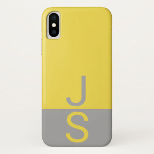 イエロー&グレーモダンイニシャルモノグラム iPhone X ケース