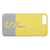 イエロー&グレーモダンイニシャルモノグラム Case-Mate iPhoneケース (裏面(横))