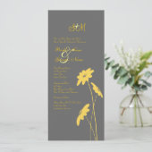 イエロー&グレーワイルドフラワーズ結婚式招待状 招待状 (スタンド正面)