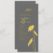 イエロー&グレーワイルドフラワーズ結婚式招待状 招待状 (正面/裏面)
