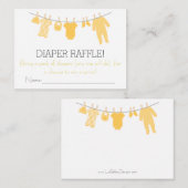イエロー&グレー小さな服おむつラッフルチケット エンクロージャーカード (正面/裏面)