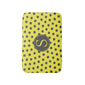 イエロー&グレー水玉模様とカスタムモノグラム バスマット (正面縦)