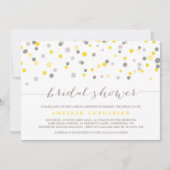 イエロー&グレー紙吹雪ドットブライダルシャワー招待状 招待状 (正面)