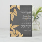イエロー&グレー葉招待状ビンテージ結婚式 招待状 (スタンド正面)