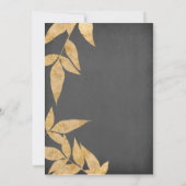 イエロー&グレー葉招待状ビンテージ結婚式 招待状 (裏面)