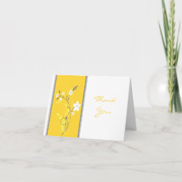 イエロー、グレー、ホワイトの花柄の感謝カード サンキューカード