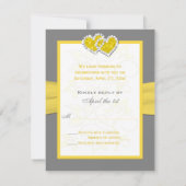 イエロー、グレー、ホワイト ハートのつながる返信カード 出欠カード (裏面)