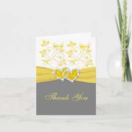 イエロー、グレー、ホワイト ハートの感謝カード サンキューカード