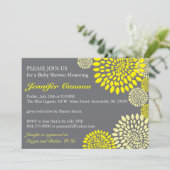 イエロー グレー 花 モダン ベビーシャワー 招待状 (スタンド正面)