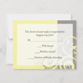 イエロー グレー 逆スワール 結婚式招待状に合わせたRSVPカード 出欠カード (裏面)