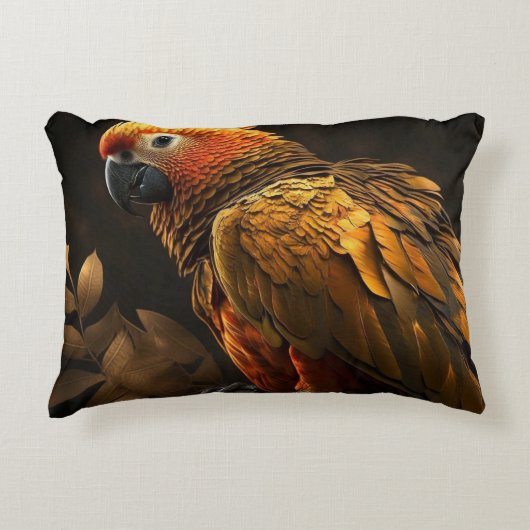 イエロー & ゴールデン バース モダン アブストラクト アクセントクッション (正面)