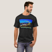 イエロー・ゴールドの黒Tを夢を見るDaytona Beachのチョッパー Tシャツ (正面フル)