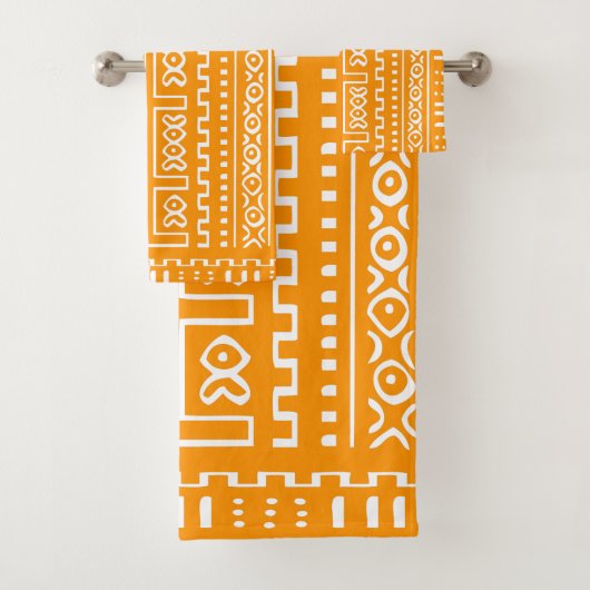 イエロー・ゴールドのMudclothタオルセット バスタオルセット (インサイチュ)