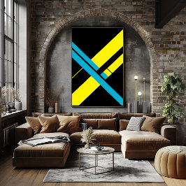 イエロー&シアンXバウハウスミニマルデザイン ポスター