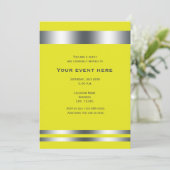 イエロー&シルバーエレガントディナーパーティーイベント 招待状 (スタンド正面)