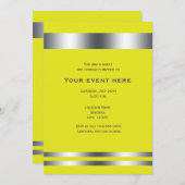 イエロー&シルバーエレガントディナーパーティーイベント 招待状 (正面/裏面)