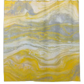 イエロー&シルバー抽象芸術シャワーカーテン シャワーカーテン (正面)