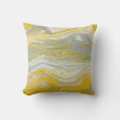 イエロー&シルバー抽象芸術枕（ライトグレー背面） クッション (正面)