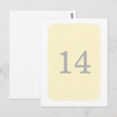 イエロー シンプル エレガント テーブル ナンバー ポストカード (正面/裏面)