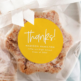 イエロー |スクリプト名門私立校風のの卒業式に感謝 ラウンドシール