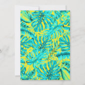 イエロー&ターコイズトロピカルパ葉ーム結婚ズのイン 招待状 (裏面)