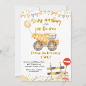 イエロー・ダンプ・トラック・ボーイ・バースデー・パーティー 招待状 (正面)