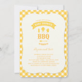 イエロー チェックス BBQ ニュートラル ベビーシャワー サマー パーティー 招待状 (正面)