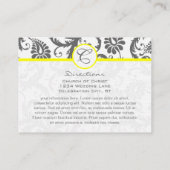 イエロー&チャコールグレーダマスコウェディング情報カード エンクロージャーカード (裏面)