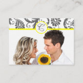 イエロー&チャコールグレーダマスコウェディング情報カード エンクロージャーカード (裏面)