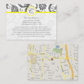 イエロー&チャコールグレーダマスコウェディング情報カード エンクロージャーカード (正面/裏面)