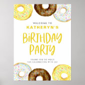 イエロー&チョコレートドーナツ誕生日パーティーへようこそ ポスター (正面)