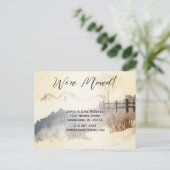 イエロー ティール ラスティック ウォーターカラー 私たちは引っ越しました 案内ポストカード (スタンド正面)