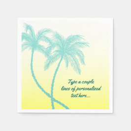 イエロー&ティール(緑がかった色)ブルーパームツリービーチ結婚式 スタンダードカクテルナプキン