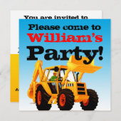 イエロー·ディガー2歳の少年のパーティー 招待状 (正面/裏面)