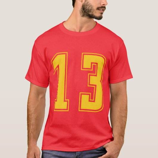 イエロー ナンバー13eamジュニア スポーツ ナンバー ギフト tシャツ (正面)