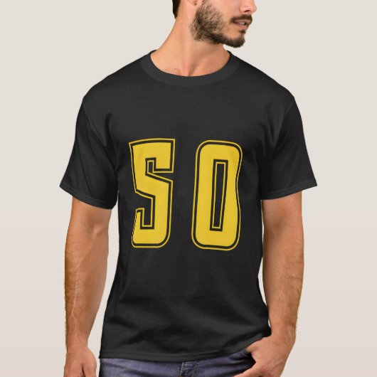 イエロー ナンバー50 チーム ジュニア スポーツ ナンバー ユニフォーム Tシャツ (正面)