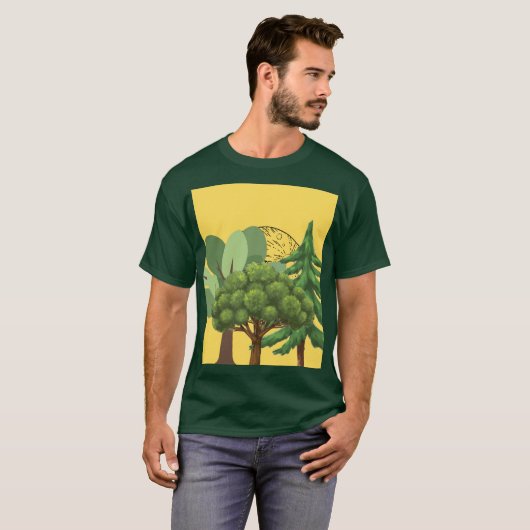 イエロー ネイチャー フォレスト ムーン Tシャツ (正面フル)