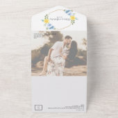 イエロー＆ネイビーの夏の花 | 結婚式 オールインワン招待状 (外側)