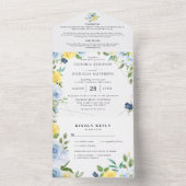 イエロー＆ネイビーの夏の花 | 結婚式 オールインワン招待状 (内側)