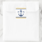 イエロー&ネイビーブルーハートいかりモノグラム スクエアシール (バッグ)