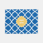 イエロー&ネイビーモノグラム |フリースブランケット フリースブランケット (正面(横))