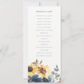 イエロー ネイビー ヒマワリ 花のウェディングプログラム 招待状 (裏面)