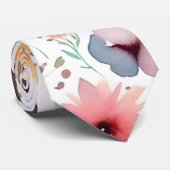 イエロー&バラ水彩フローラネクタイ ネクタイ (ロール)