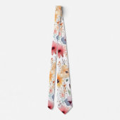 イエロー&バラ水彩フローラネクタイ ネクタイ (裏面)