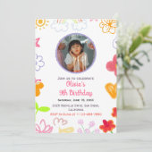 イエロー&パープルカスタム誕生日招待状 招待状 (スタンド正面)