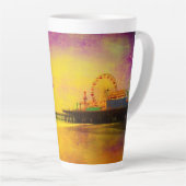 イエロー&パープルサンタモニカ桟橋お名前 カフェラテマグ (右アングル)