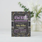 イエロー&パープルスターズ甘い16ポストカード招待状 インビテーションポストカード (スタンド正面)