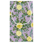 イエロー&パープルヴィンテージエレガント春の結婚式 スモールペーパーバッグ (裏面)