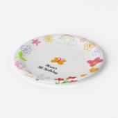 イエロー&パープル子供の誕生日紙プレート ペーパープレート (アングル)